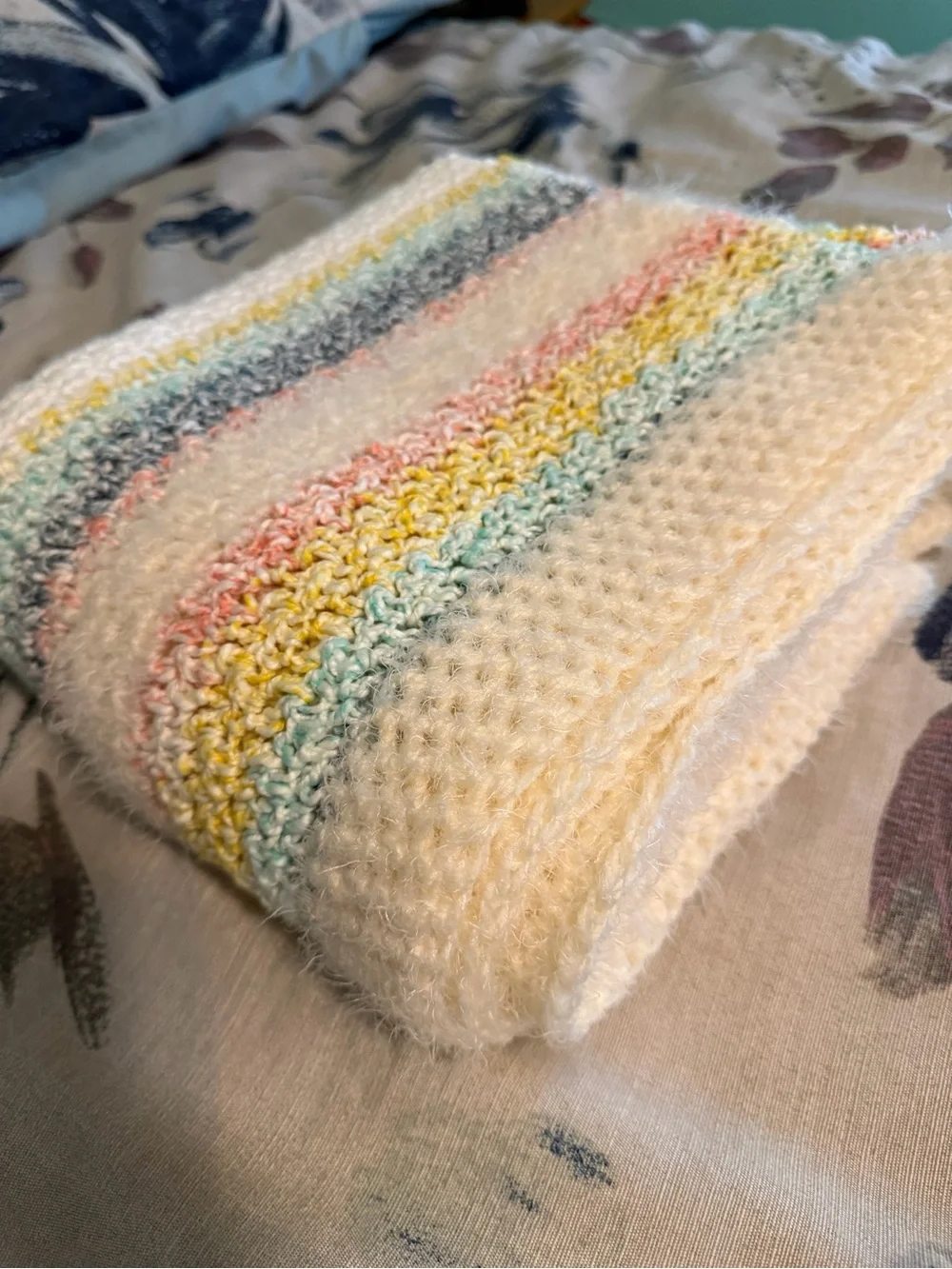 Handmade Pastel Striped Cotton Throw Blanket - Multicolor